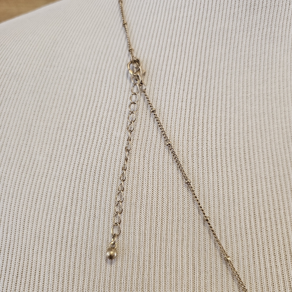 Faux Turquoise Cabochon/Rhinestone Pendant On a Matte Goldtone Necklace - Picture 5 of 6